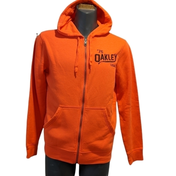 OAKLEY orange zip up sweatshirt hoodie small - Picture 1 of 10